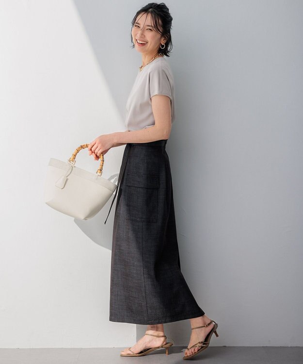 23区 L 【接触冷感/洗える】フレンチスリーブ IT TEE グレージュ系