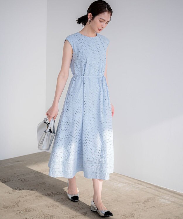 組曲 【先行予約】エンブロイダリーレース ワンピース クラウディブルー系