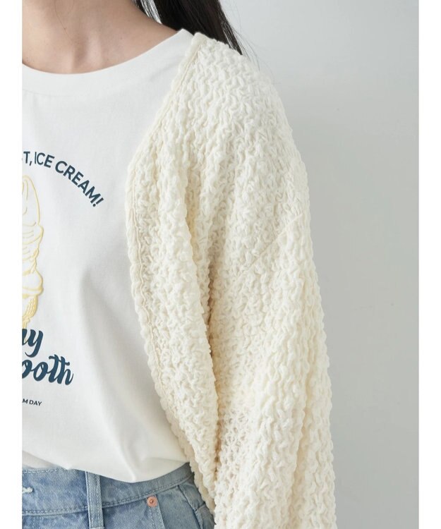 earth music&ecology ぽこぽこドロストカーディガン Ivory