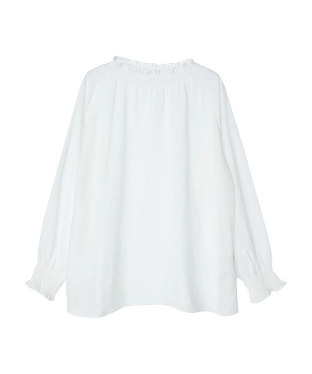 earth music&ecology シャーリングネックブラウス Off White