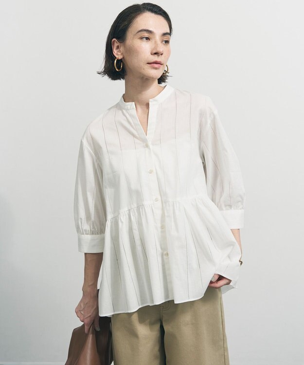 UNFILO ペプラム ギャザーブラウス オフ