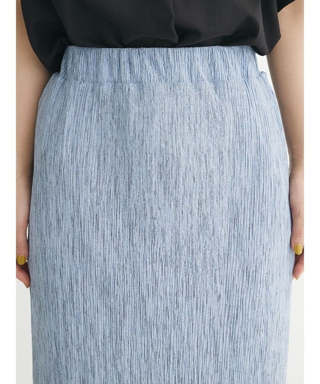 Green Parks メランジプリーツＩラインスカート Sax