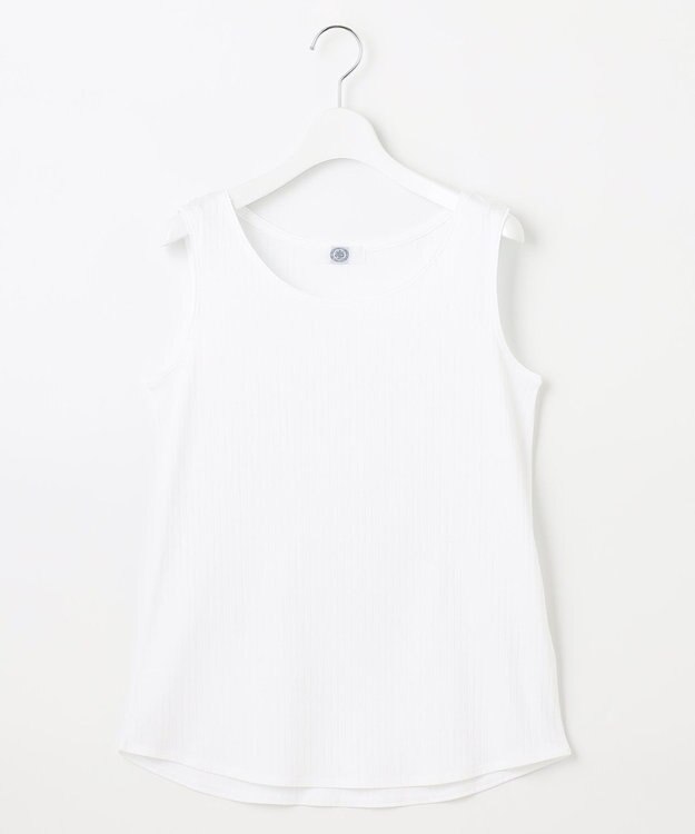 J.PRESS LADIES コットンリブ ノースリーブ カットソー ホワイト系
