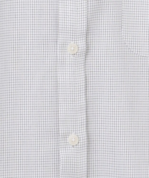 GOTAIRIKU 春夏向け【形態安定】SUMMERPREMIUMPLEATS_ボタンダウンカラー 半袖ドレスシャツ(25年モデル) 白地×グレー格子