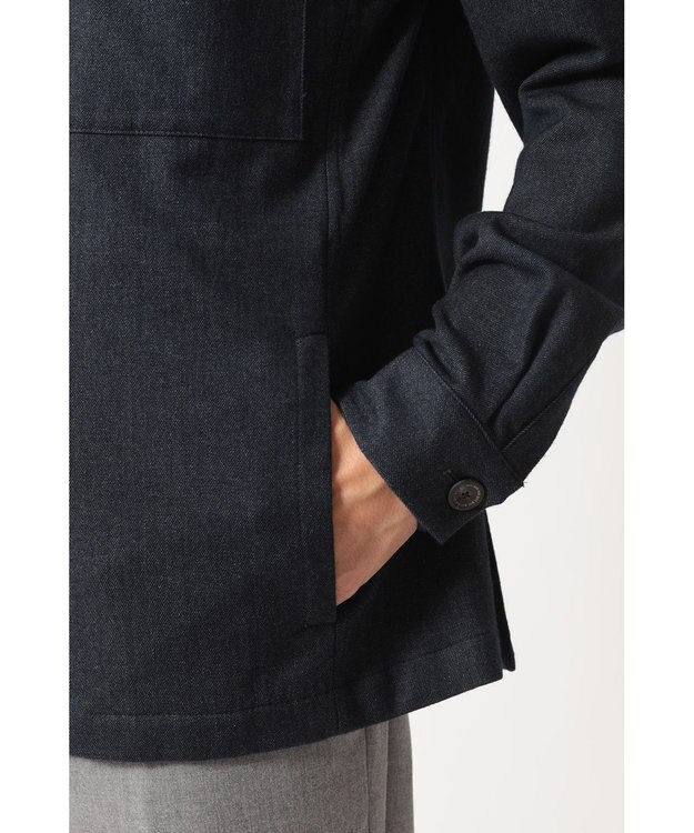 DAKS ウールデニム ユーティリティ オーバーシャツ ブラック