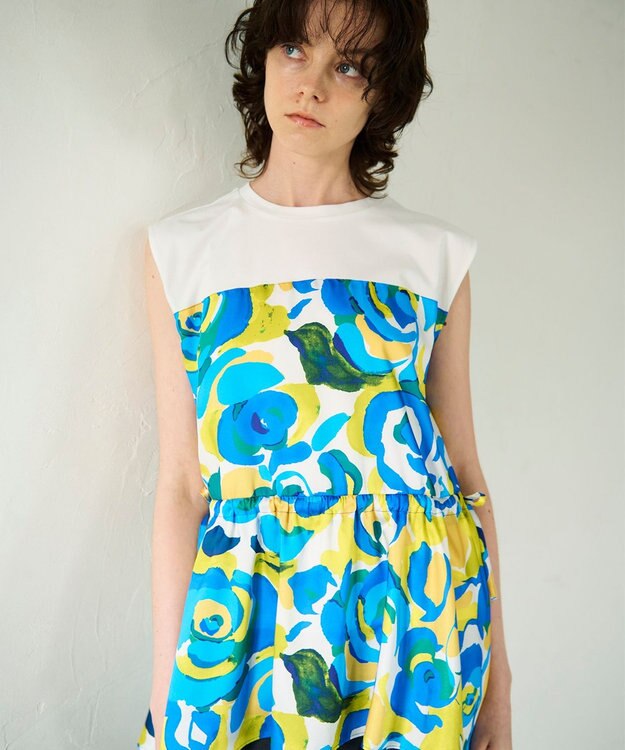 GRACE CONTINENTAL ペイントカラープリントトップ イエロー