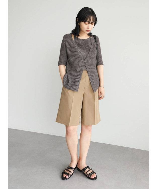 Green Parks テープヤーンドッキングニットプルオーバー Charcoal Gray