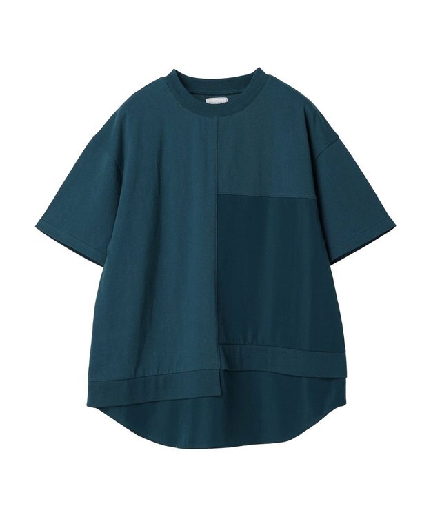 Green Parks 異素材切替ドッキングチュニック Blue Green