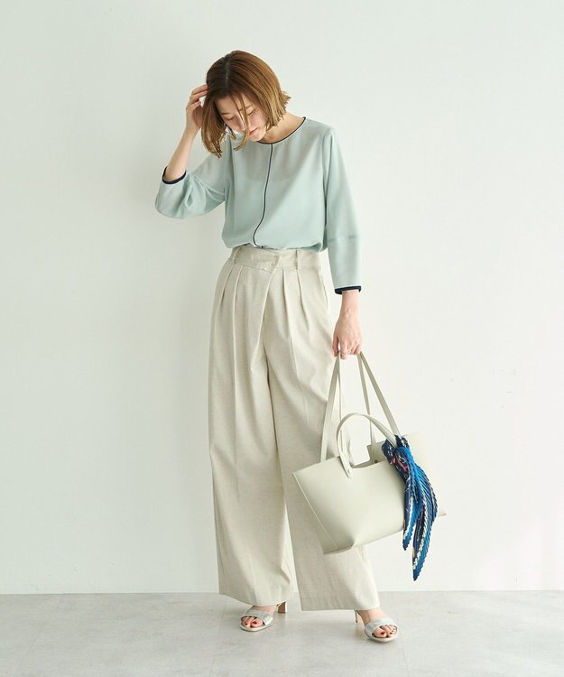 YECCA VECCA 配色パイピングブラウス Mint