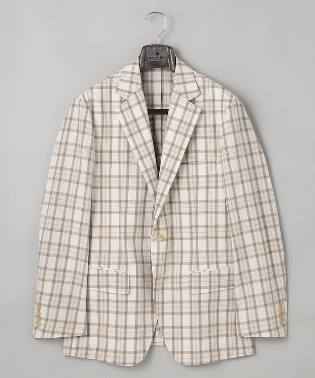 GOTAIRIKU 清涼サッカー素材【通気性/軽量】空羽サッカー マドラスチェック シャツジャケット ベージュ系4