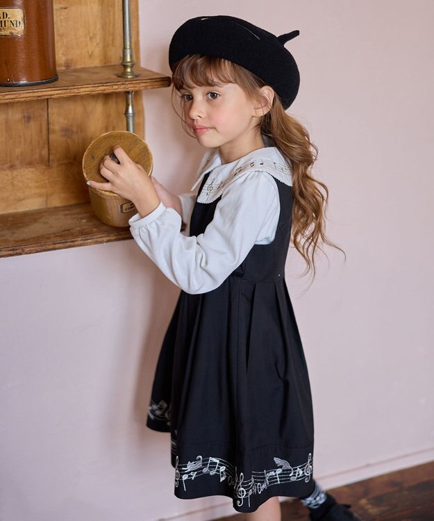 ANY KIDS 音符＆鍵盤デザインブラウス エクリュ×音符