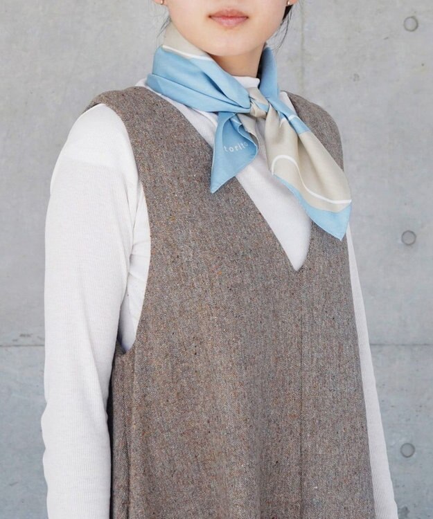 nitorito 【UNISEX】ギフトパッケージ&ステッカー付 tori ハンカチ スカーフ blue x gray