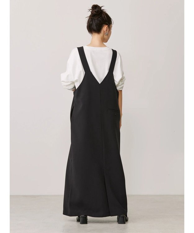 AMERICAN HOLIC 両ＶネックＩラインワンピース Black