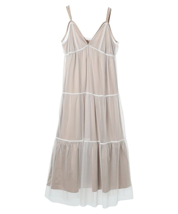 earth music&ecology ＳＥＴ２点ティアードペチドレス＋チュールワンピース White