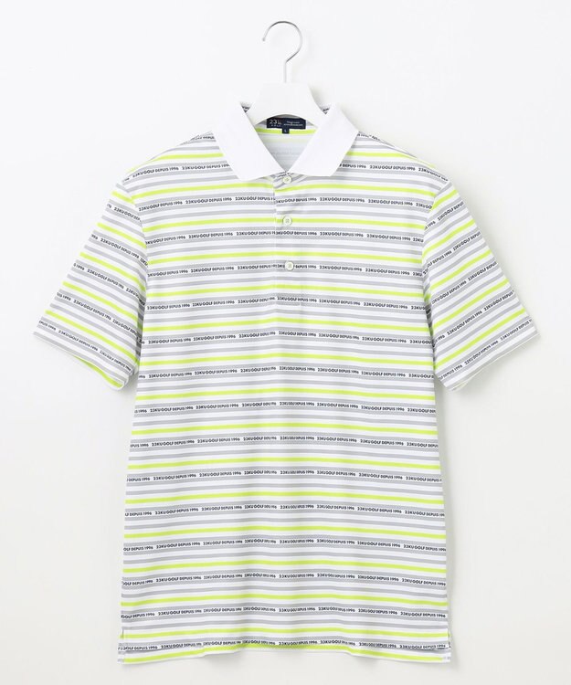 23区GOLF 【MEN】【吸水速乾・UVケア】ボーダーロゴ 半袖シャツ ホワイト系1