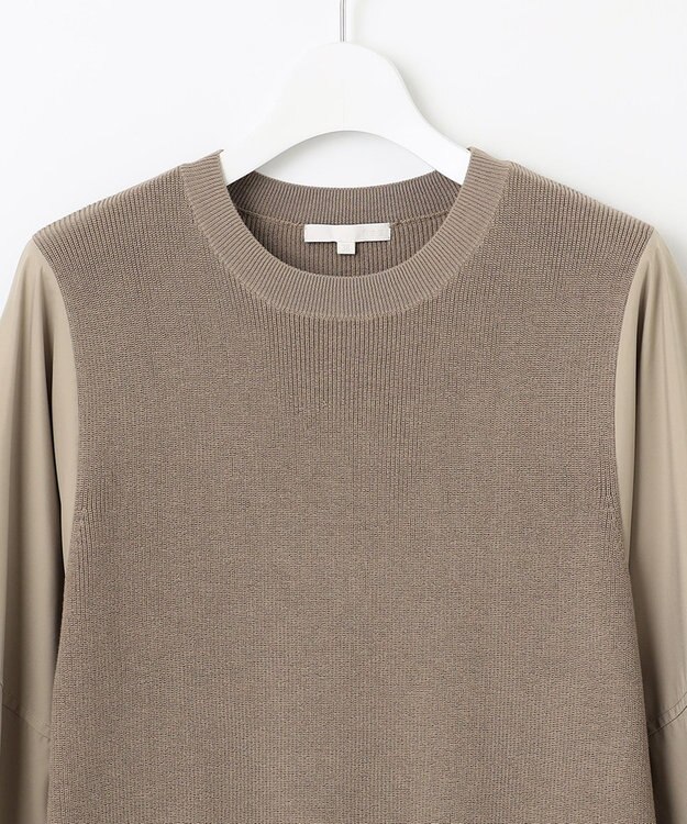 自由区 【カタログ掲載・洗える】ハイツイストコットンアセテート異素材コンビ トップス ダークサンドxサンド