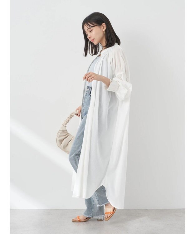 earth music&ecology コットンボイルギャザーワンピース Off White