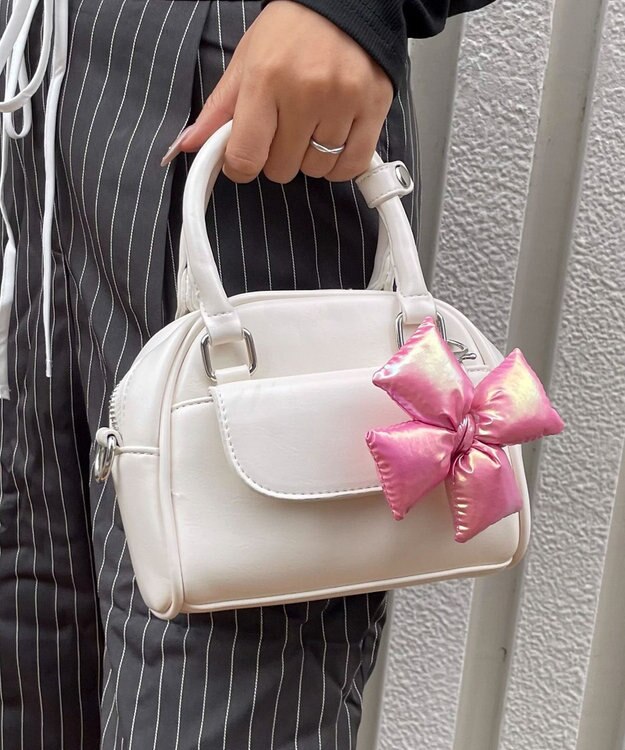 WEGO メタリッククッションリボンキーホルダー ピンク