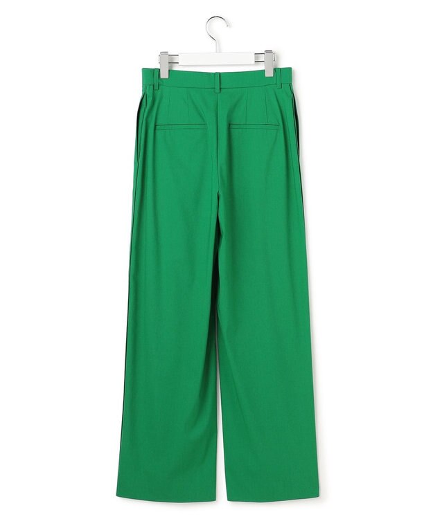 ICB ドライリネンストレッチ ワイドストレートパンツ グリーン