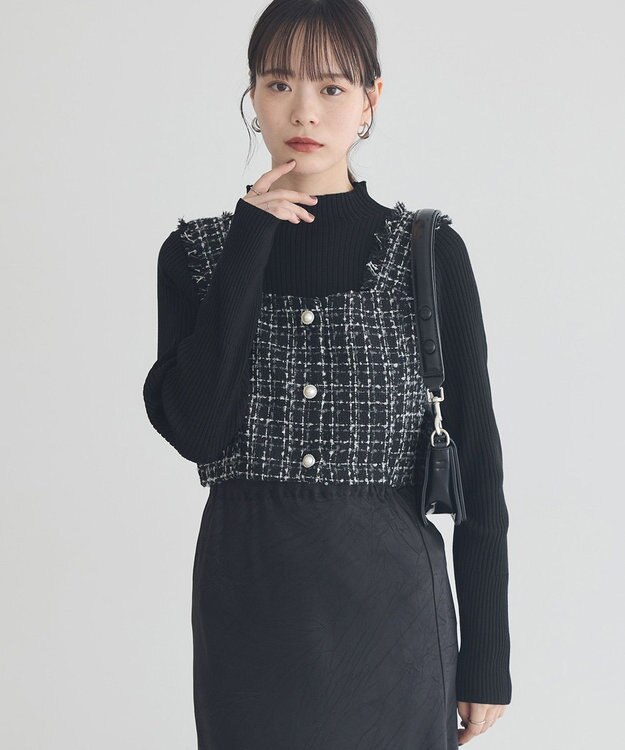 earth music&ecology ハイネックリブニットプルオーバー Black