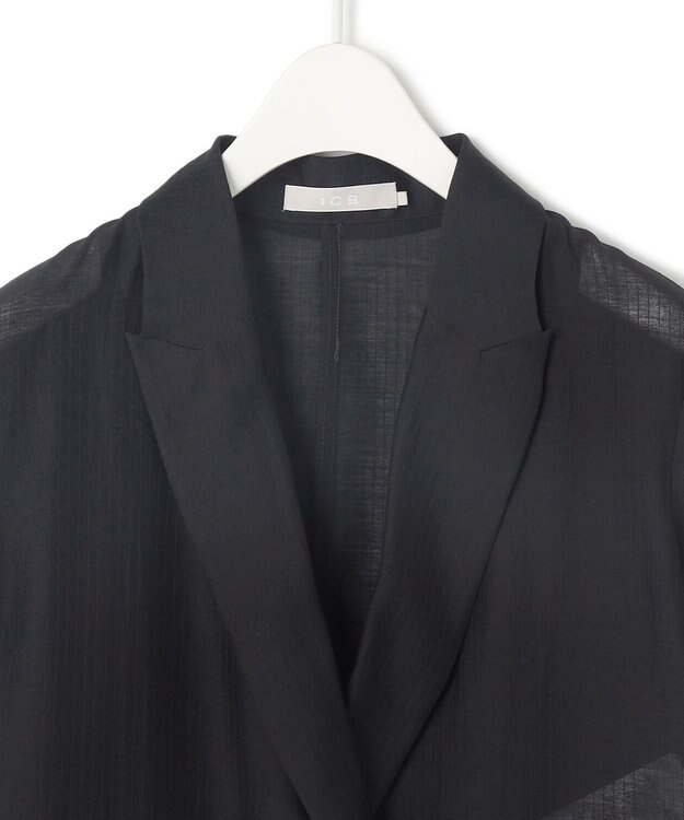 ICB 【接触冷感・速乾・洗える】 リヨセルシアー ジャケット ブラックストライプ系