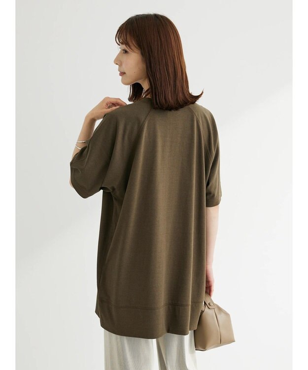 Green Parks 接触冷感５分袖ラグランチュニック Khaki