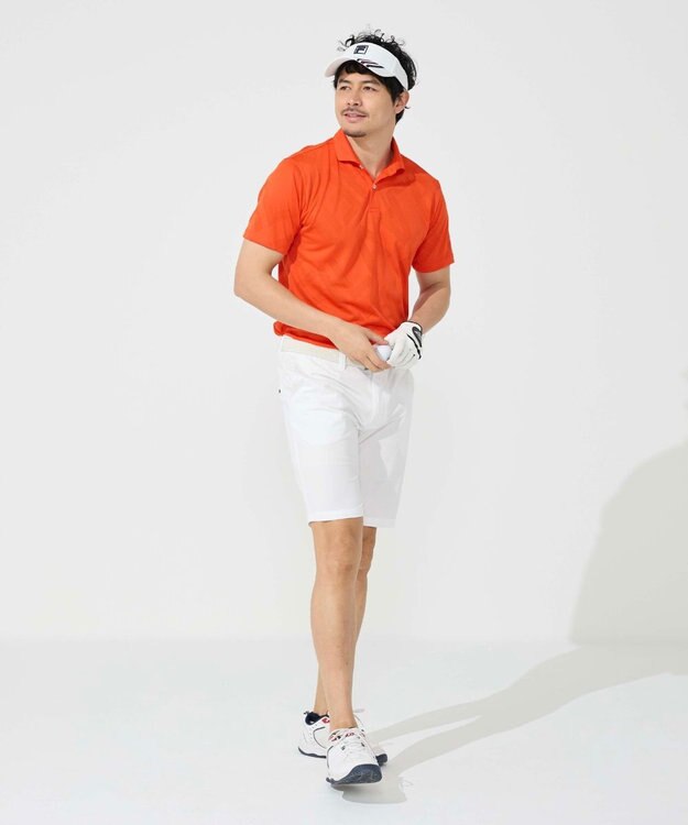 FILA GOLF／marie claire 【FILA GOLF】メッシュ加工ビックロゴ半袖ポロシャツ オレンジ