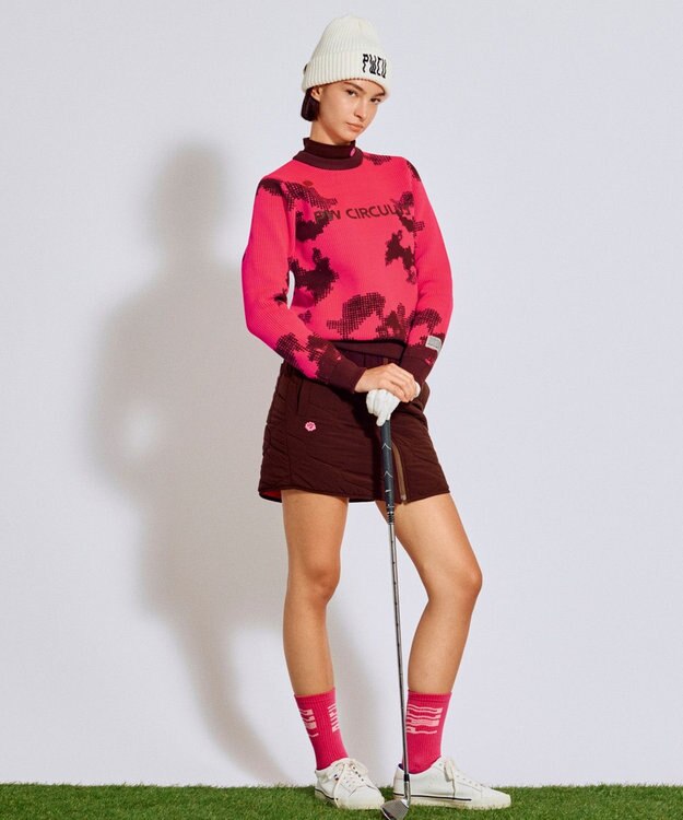 PW CIRCULUS 【WOMEN】Spark dot camouflage 軽量ニット ゴルフウェア レディース ピンク系5
