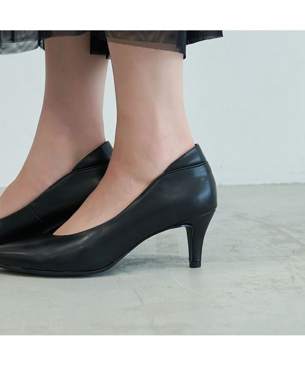 MODE ET JACOMO <carino>【レイン対応】ポインテッドトゥ パッド付きヒールパンプス ブラック