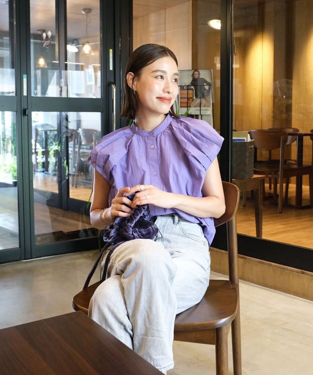 Green Parks タックデザインショート丈シャツ Purple