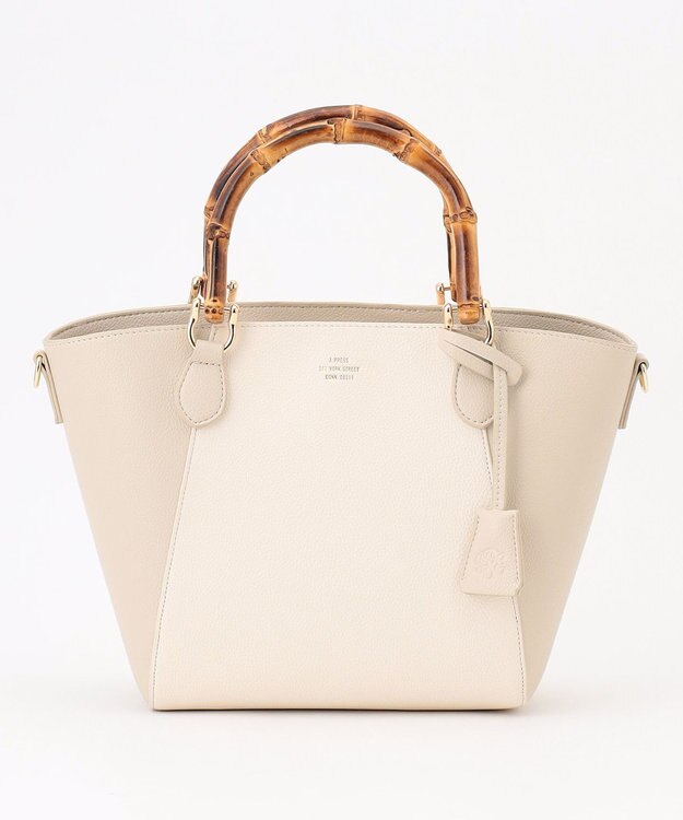 J.PRESS LADIES 【2way】バンブー バッグ グレージュ×オフ系