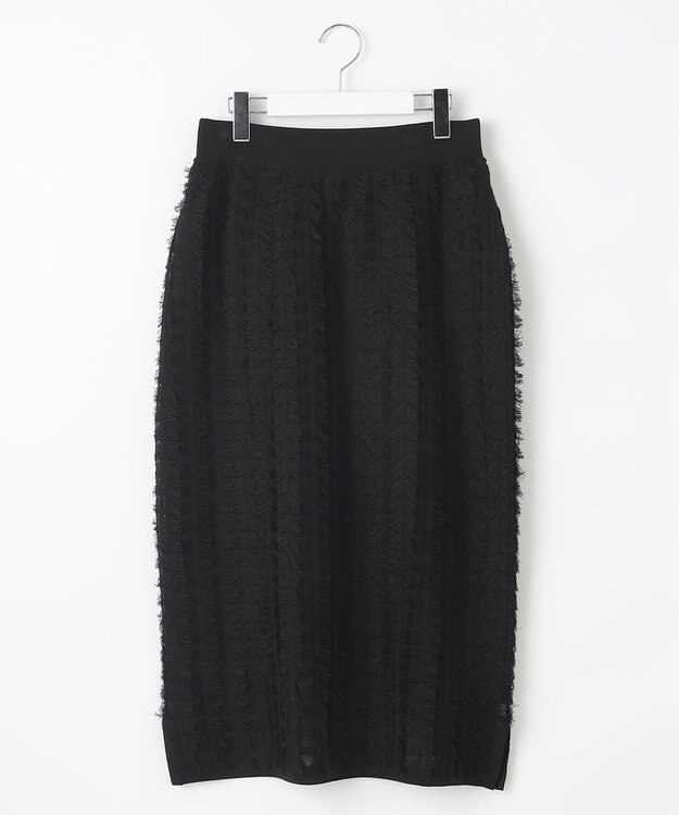 自由区 L 【セットアップ対応・洗える】シアーカットジャカード スカート ブラック