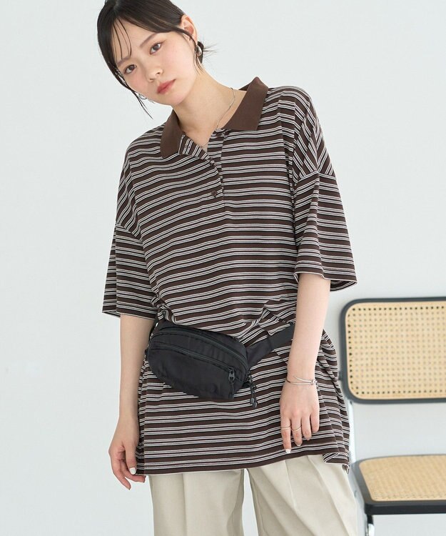 earth music&ecology ラガーポロシャツ Brown
