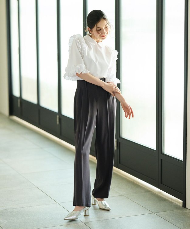 #Newans ロマンティックフリルディテールシャツ ホワイト