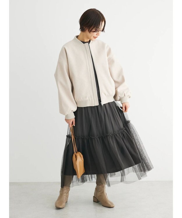 Green Parks ・ＥＬＥＮＣＡＲＥ　ＤＵＥ　ウールライクブルゾン Ivory