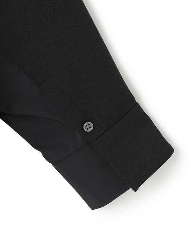 ICB L 【洗える】ジョーゼットジャージー 異素材コンビプルオーバー ブラック系