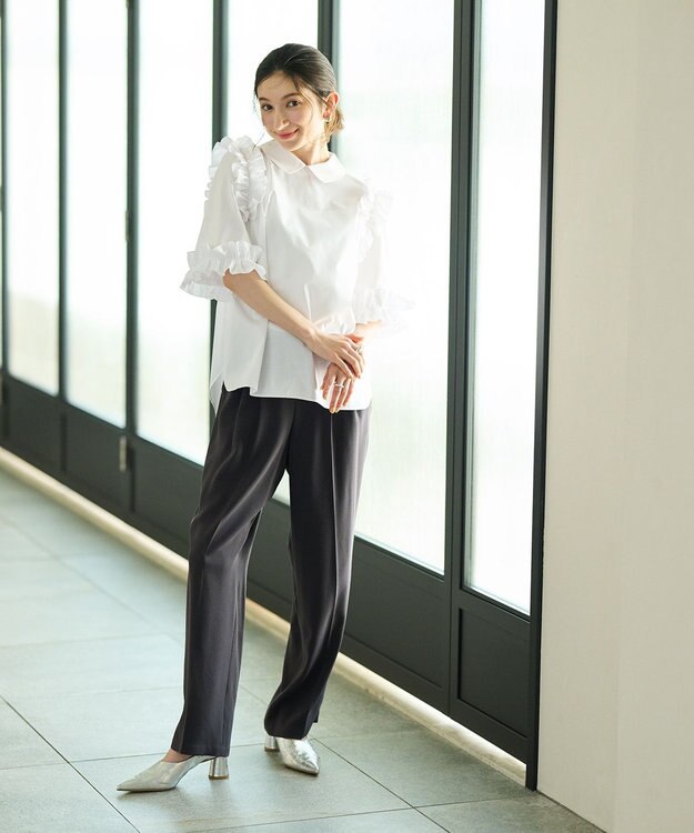 #Newans ロマンティックフリルディテールシャツ ホワイト