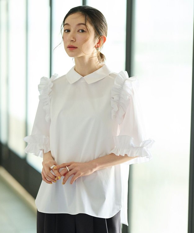 #Newans ロマンティックフリルディテールシャツ ホワイト