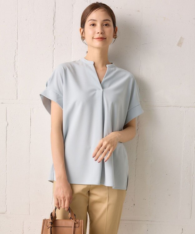 組曲 【WEB限定】ライトジョーゼットスキッパー ブラウス サックスブルー系