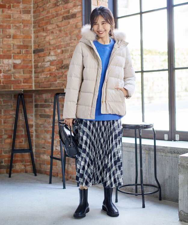 ANY 【洗える】スムースタッチ ショート丈ダウンコート アイボリー系