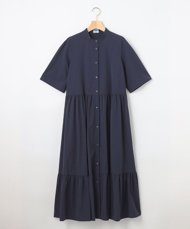 組曲 【弱撥水機能・UVケア】ライトナイロンストレッチ ワンピース ネイビー系