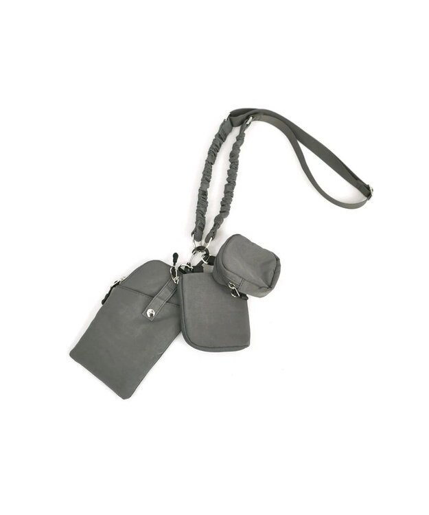 UNBILLION cachecache バンジーコードナイロンスマホショルダー グレー