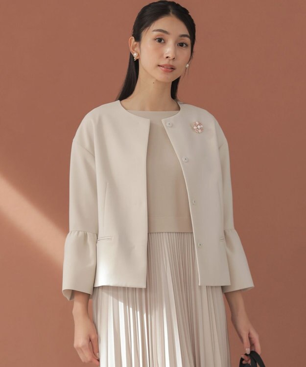 組曲 S 【KUMIKYOKU NAVY】コンフォータブルドレープ フレアスリーブジャケット サンドベージュ系