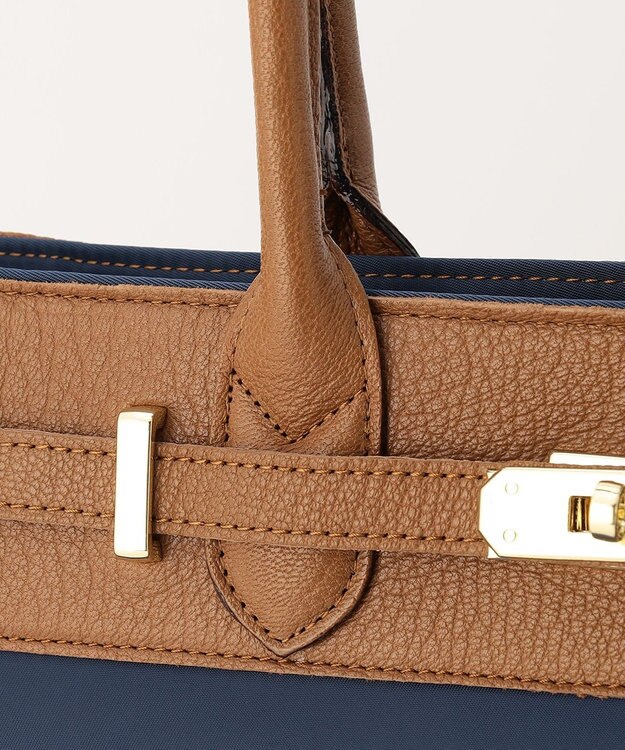 UNBILLION perche ナイロン×ゴートヒネリ金具トートバッグ ネイビー