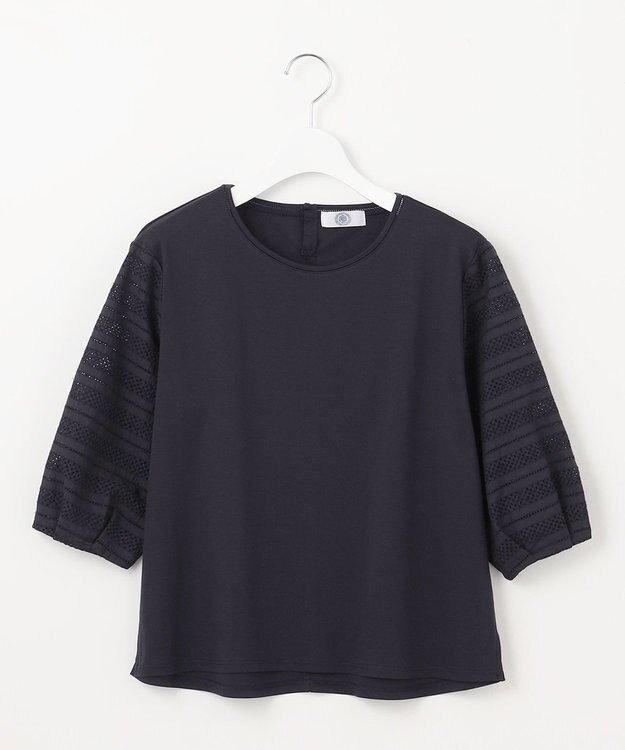 J.PRESS LADIES L 【WEB限定カラーあり】スムースジャージー 刺繍スリーブ カットソー ネイビー系