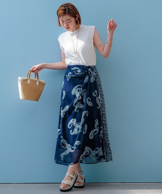 23区 【CLASSY.6月号掲載/Oggi4月号掲載】雑材 バンブー ハンドル ショルダー ホワイトミックス