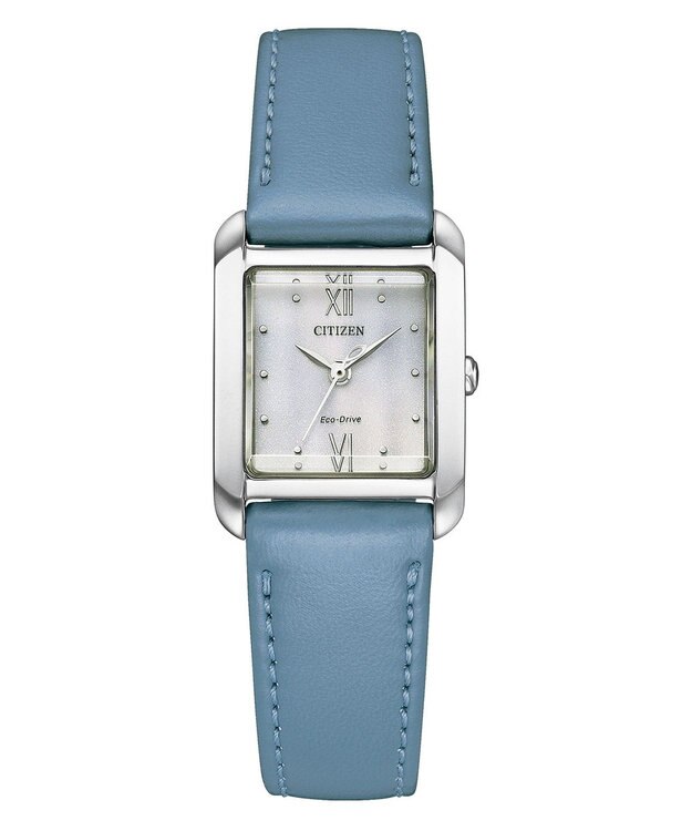CITIZEN 【光発電エコ・ドライブ】ハンサムなスクエアケース 替えバンド付き シルバー ブルー シルバー
