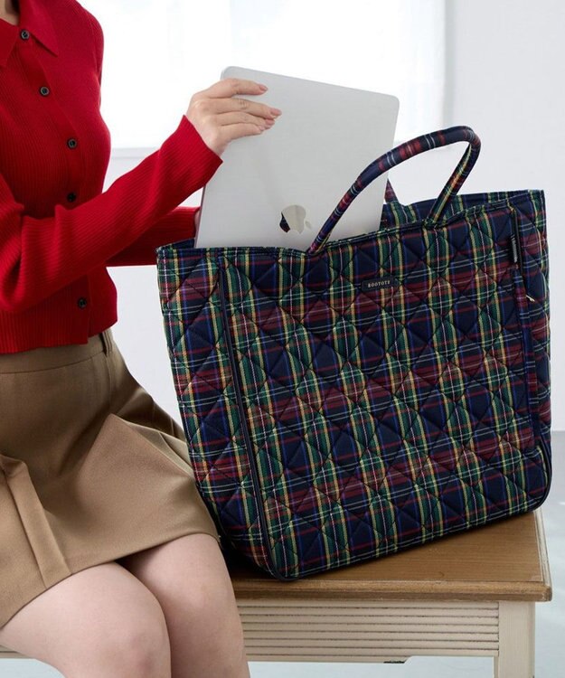 ROOTOTE 3619【自立・A4収納】EU.ミディアム.チェックキルト-C 03：ネイビー