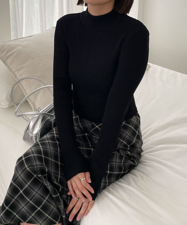 WEGO リブハイネックショートニット ブラック