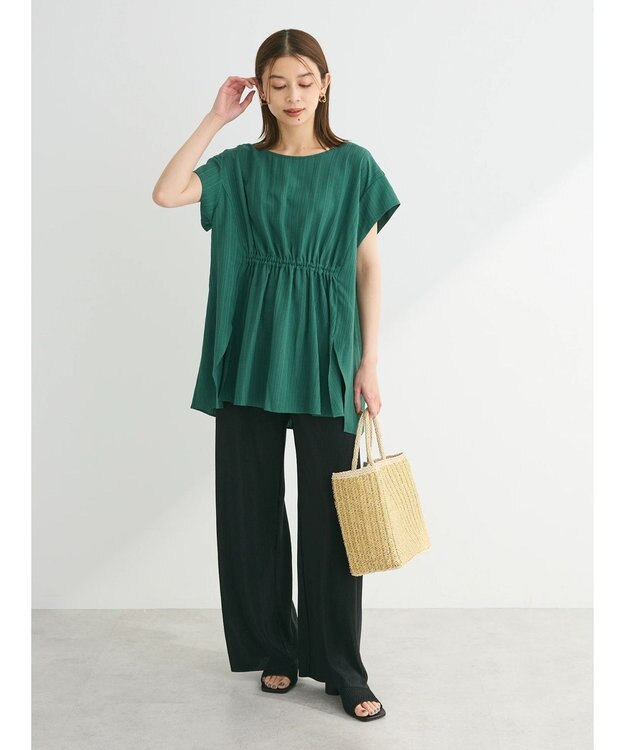 Green Parks セルフカットプリーツワイドパンツ Black